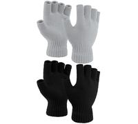 COORABY 2 Pairs Thickened Cashmere Warm Half Finger Gloves Winter Knitted Fingerless Gloves for Men and Women