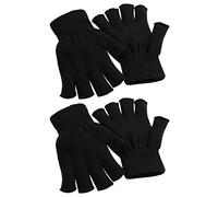 Cooraby 2 Pairs Unisex Warm Half Finger Gloves Winter Fingerless Gloves (L for Adults, M for Teens, S for Kids) (Black, M)