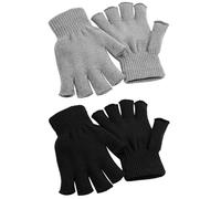 Cooraby 2 Pairs Unisex Warm Half Finger Gloves Winter Fingerless Gloves (L for Adults, M for Teens, S for Kids) (Black, Gray, M)