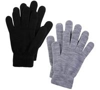 Cooraby 2 Pairs Winter Magic Gloves Classic Knit Warm Gloves Accessories for Man, Woman or Teens (Heather grey, Small)
