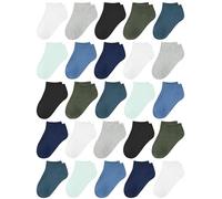 Cooraby 25 Pairs Kids' Socks - Sport Ankle Athletic Socks for Boys Girls -Black White Gray Trainer Socks - for 2-10 Years Boys Girls School Short Socks