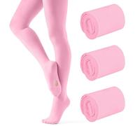 Cooraby 3 Pairs Girls Ballet Dance Tights Transition Tights Convertible Dance Leggings 6-14Y