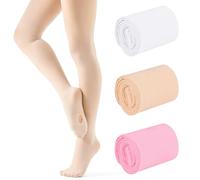 Cooraby 3 Pairs Girls Ballet Dance Tights Transition Tights Convertible Dance Leggings 6-14Y
