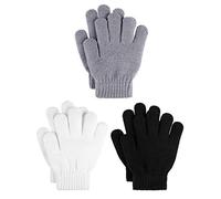 Cooraby 3 Pairs Kid's Winter Cashmere Warm Knitted Gloves for Cold Weather