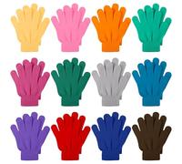 Cooraby Kid's Winter Magic Gloves - Stretchy, Warm, Knit Gloves for Boys or Girls - Mixed Classic Colors: Pink, Orange, Grey, Dark Blue - Medium