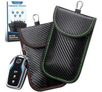 Coorattyes 2024 Faraday Bag Key Protector, 2 Pack Signal Blocking RFID Key Fob Protector Pouch, Anti-Theft Car Security Cage (Red+Green, Small)