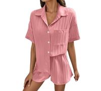 Coord Sets for Women UK Two Piece 2 Lounge Set Side Split Travel Outfit Airport Womens Shorts and T Shirt Linen Top Wide Leg Co Ord Ladies Summer Outfits Elastic Waist Pink