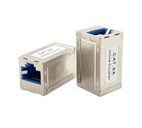 Coorle CAT6A Inline Coupler, RJ45 Female to Female Shielded Network Connector, Silver Metal, 10-Pack