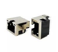 Coorle RJ45 PCB Jack Cat5e Cat6 Shielding Offset-4.2mm Jack SMT Wih LED 90 Degree Modular Jack 8P8C Ethernet Socket LCP-100 PCS