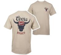 Coors Banquet Rodeo Logo Distressed Front and Back Natural T-Shirt, Beige, M