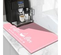 CooRug Absorbent Coffee Mat, Fashion Dish Drying Mat for Kitchen Counter Coffee Bar Accessories Espresso Machine Dish Rack 16" x 24" Pink