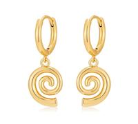 COORWEEL Women Spiral Shell Conch Fish Hoop Dangle Earrings for Women Trendy Summer Beach Jewelry, Brass, No Gemstone