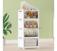 COOSEYA 23L Storage Boxes with Lids,4-Tier Stackable & Foldable Storage Boxes with Wheels,Bathroom Kitchen Wardrobe Storage & Organisation- Plastic Storage Drawers