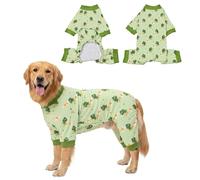 CooShou Dog Pajamas Skater Dinosaur Print Pet Onesie Soft Comfortable 4 Legged Dog Clothes for Small Medium Large Dogs Lightweight Puppy Sleepwear Shedding Shirt (Green) XXL