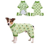 CooShou Dog Pajamas Skater Dinosaur Print Pet Onesie Soft Comfortable 4 Legged Dog Clothes for Small Medium Large Dogs Lightweight Puppy Sleepwear Shedding Shirt (Green) S