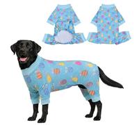CooShou Easter Day Dog Pajamas Bunny & Easter Egg Pattern Dog Onesie Jumpsuit Soft Spring Festival Themed Pet PJs Outfit Costume Clothes for Small Medium-Large Breeds (Blue) XXL