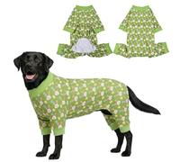 CooShou Easter Day Dog Pajamas Bunny & Easter Egg Pattern Dog Onesie Jumpsuit Soft Spring Festival Themed Pet PJs Outfit Costume Clothes for Small Medium-Large Breeds (Green) XXL