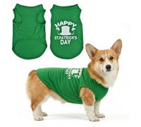 CooShou St. Patrick's Day Dog Tank Top Lucky Shamrock Clover Pattern Sleeveless Shirt Irish Festival Pet Costume Breathable Summer Puppy Outfit for Small Medium Large Dogs (Dark Green) XL