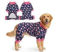 CooShou Valentine's Day Dog Pajama Heart Pattern Dog Onesie Jumpsuits Soft Pet Love-Themed Pjs Festival Dog Outfit Costume Apparel Clothes for Medium Large Dogs Blue XXL