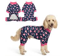 CooShou Valentine's Day Dog Pajama Heart Pattern Dog Onesie Jumpsuits Soft Pet Love-Themed Pjs Festival Dog Outfit Costume Apparel Clothes for Medium Large Dogs Blue L