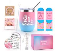 Coosilion 21st Birthday Gifts for Her Daughter Granddaughter, Fabulous 21 Birthday Presents for Girl Sister Niece 21st Birth Day Card Happy Socks Desk Plaque Tumbler Gifts for 21 Year Old Women