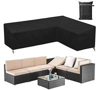 COOSOO Corner Sofa Cover Outdoor Garden Furniture Cover Waterproof Durable 210D Oxford V/L Shaped Sectional Couch Rattan Corner Sofa Table Chair Protection Cover with Storage Bag L Shape:L222cm/87in