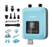 CooSpo WAVE 20 Portable, 20PSI High Pressure Electric Inflator, 59.2 Wh Rechargeable Battery Powered, Low Noise, Digital Display Auto Stop, Dual Mode Inflation for Kayak Paddle Board
