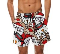 COOSUN Men's Christmas Background Beach Board Shorts Quick Dry Swim Trunk Multicoloured