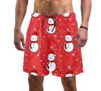 coosun Men's Christmas Cute Snowman Red Swim Trunks Quick Dry Beach Shorts Surfing Board Shorts Swimming Shorts S
