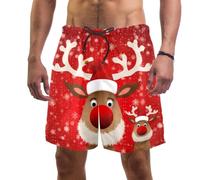 coosun Men's Christmas Deer Red Swim Trunks Quick Dry Beach Shorts Surfing Board Shorts Swimming Shorts M