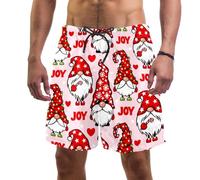 coosun Men's Christmas Gnome Pattern Swim Trunks Quick Dry Beach Shorts Surfing Board Shorts Swimming Shorts M
