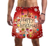 coosun Men's Christmas Santa and Ornaments Swim Trunks Quick Dry Beach Shorts Surfing Board Shorts Swimming Shorts L