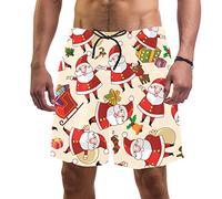 coosun Men's Christmas Santa Pattern Swim Shorts Trunks Quick Dry Board Beach Shorts Surfing M