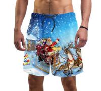 coosun Men's Christmas Santa Reindeer Swim Trunks Quick Dry Beach Shorts Surfing Board Shorts Swimming Shorts L