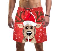 coosun Men's Cute Christmas Deers Swim Trunks Quick Dry Beach Shorts Surfing Board Shorts Swimming Shorts XXL