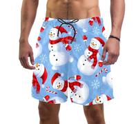 coosun Men's Cute Christmas Snowman Swim Trunks Quick Dry Beach Shorts Surfing Board Shorts Swimming Shorts L