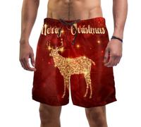 coosun Men's Glittery Christmas Reindeer Swim Trunks Quick Dry Beach Shorts Surfing Board Shorts Swimming Shorts XL
