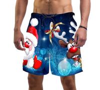 coosun Men's Merry Christmas Santa Claus Deer Swim Trunks Quick Dry Beach Shorts Surfing Board Shorts Swimming Shorts L
