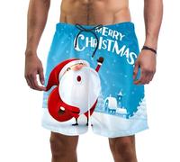 coosun Men's Merry Christmas! Santa Claus Swim Trunks Quick Dry Beach Shorts Surfing Board Shorts Swimming Shorts XL