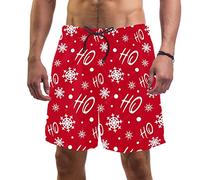 coosun Mens Swim Shorts Quick Dry Christmas Snowflakes Hohoho Beach Shorts Swim Trunks with Mesh Lining and Pocket 2XL