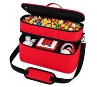 COOTHINE Carrying Case for Toniebox 1/2 and Accessories, 2-Layer, Red | Large travel storage organizer holds 25+ Tonie figures, charger and headphones, with dividers and shoulder strap, case only