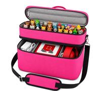COOTHINE Carrying Case for Toniebox 1/2 and Accessories, 2-Layer, Rosy | Large travel storage organizer holds 25+ Tonie figures, charger and headphones, with dividers and shoulder strap, case only