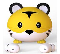 COOTIMOCK Kids Bluetooth Earbuds for Age 6 and Above, Tiger Shape and IPX6, Comfort Wireless Headphones for Kids with Microphone, Safe Volume Limited for School/iPad/PC/TV/Cellphones, Yellow