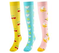 CooTooLa 3 Pair Compression Socks Knee High Socks Support Sock for Women & Men Flight stockings for Athletic Running Cycling Travel