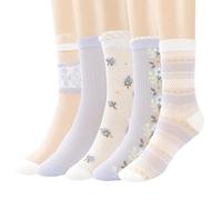 CooTooLa 5 Pairs Frilly Socks Women Ruffle Ankle Socks Pop Sock Floral Sheer Casual Breathable Cool Summer Thin Crew Sock for Ladies Size 4-7 Multipack