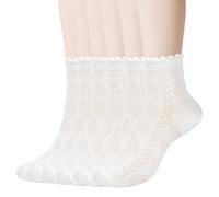 CooTooLa 6 Pairs Frilly Socks Women Ruffle Ankle Sock Turn-Cuff Casual Knit Lettuce Crew Breathable Sock