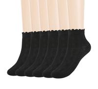 CooTooLa 6 Pairs Frilly Socks Women Ruffle Ankle Sock Turn-Cuff Casual Knit Lettuce Crew Breathable Sock