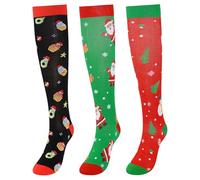 CooTooLa Christmas Compression Socks for Women Men Support Socks Flight Knee High Sock for Athletic Runing Sports Cycing Travel