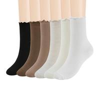 CooTooLa Frilly Socks Women Ruffle Socks UK 4-7 Ladies Ankle Sock Crew Casual Sock Breathable Soft Multipack 6 Pairs