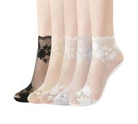 CooTooLa Lace Socks Sheer Socks 5 Pairs Pop Ankle Mesh Sock Thin Fishnet Sock for Women Girls Summer
